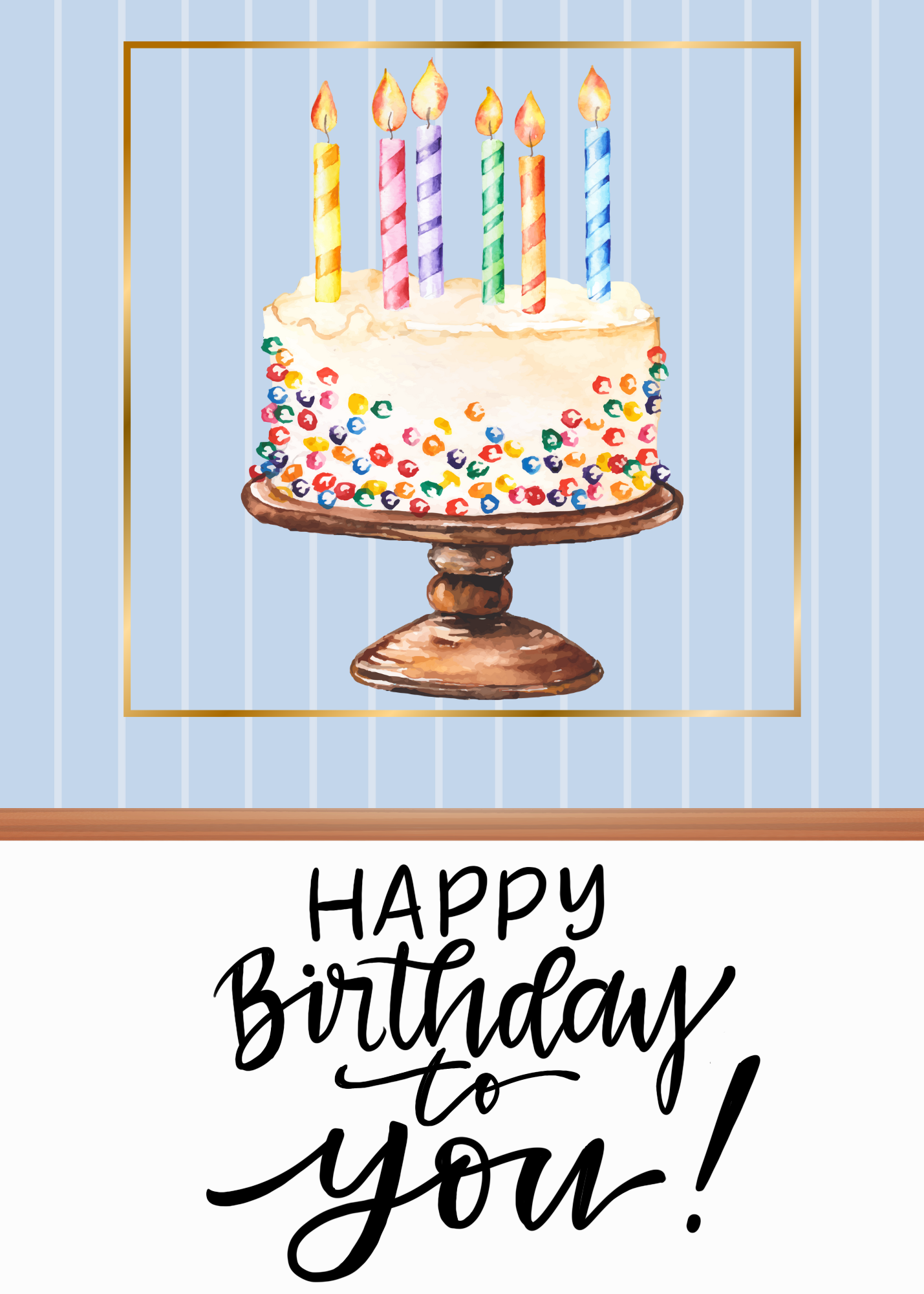 #039 Happy Birthday Cake Card, 5x7"