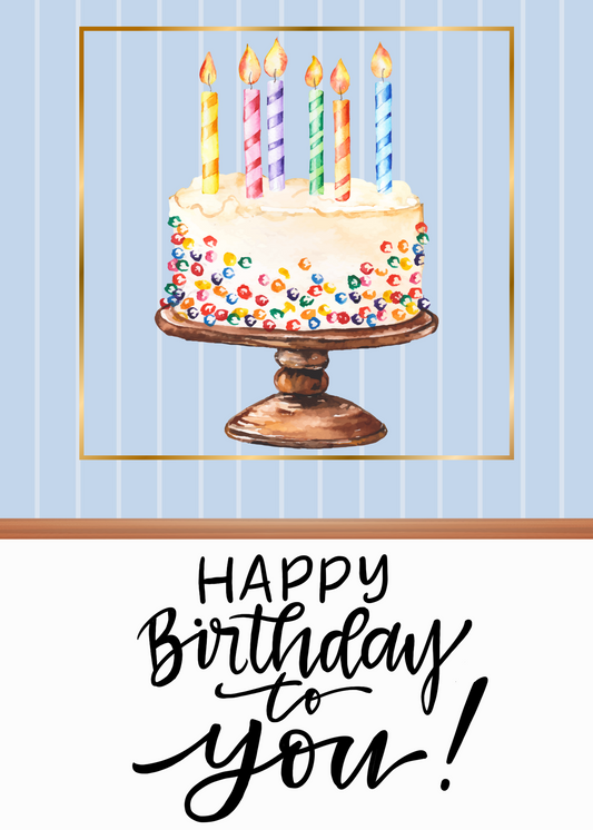 #039 Happy Birthday Cake Card, 5x7"