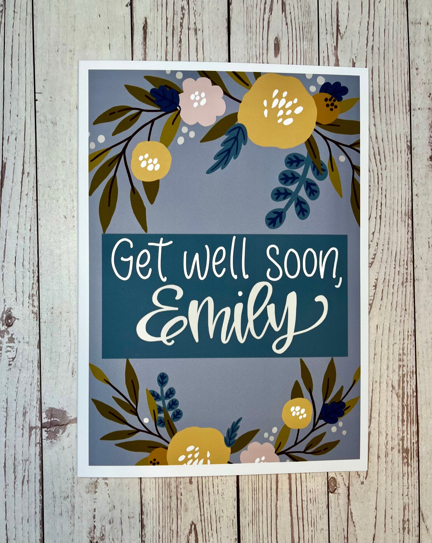 #008 Get Well Soon Personalized Card, 5 x 7"