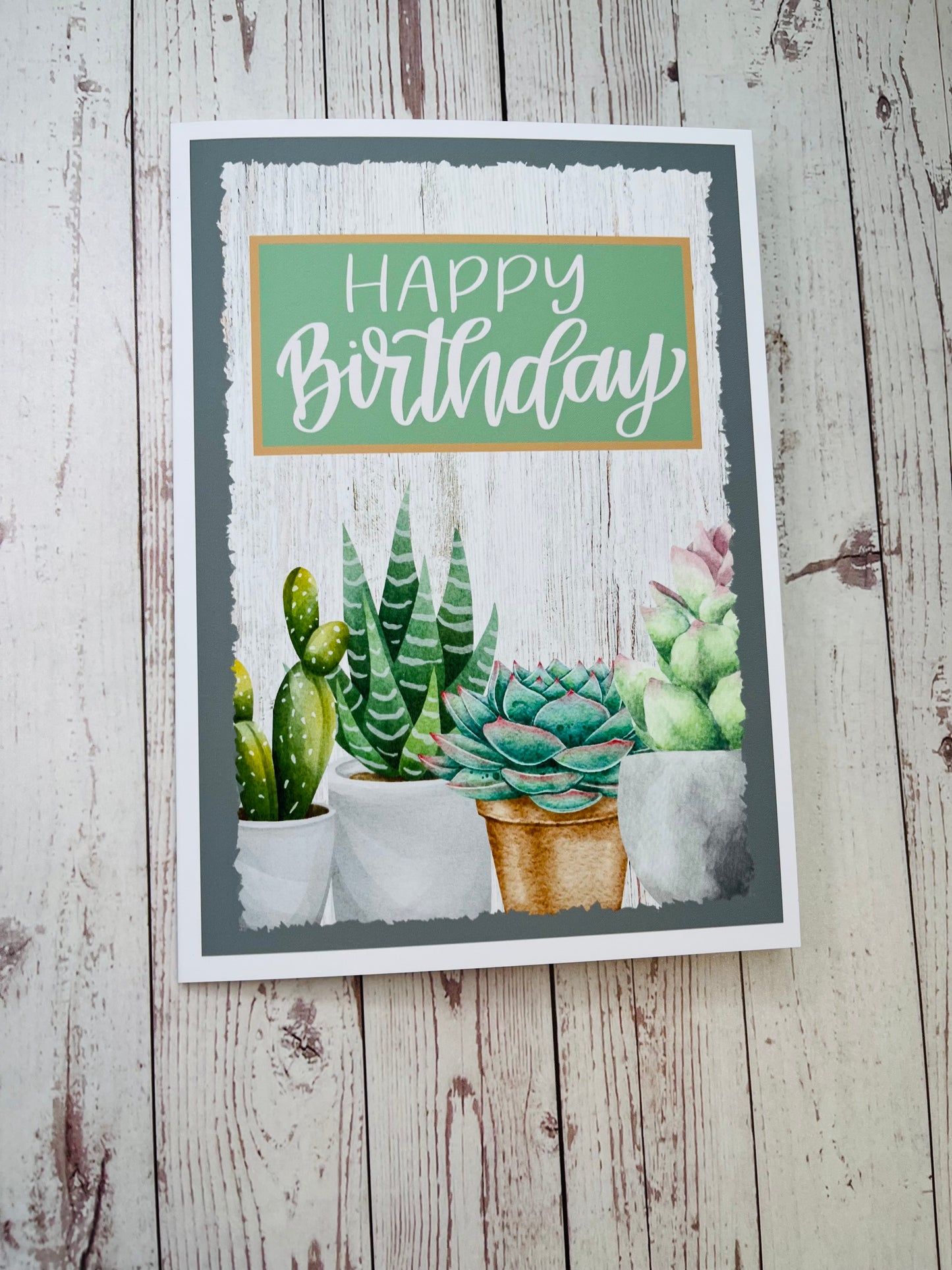 #014 Happy Birthday Succulent Card, 5x7"